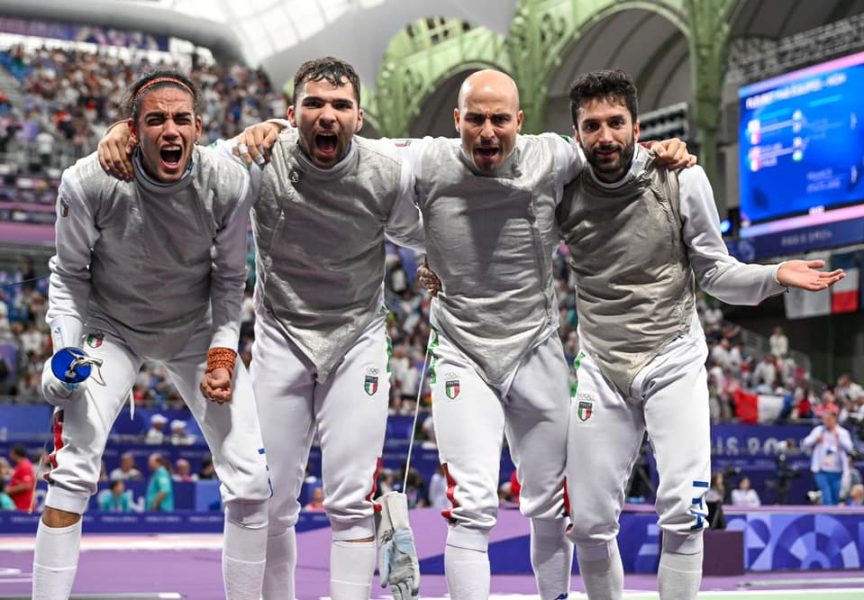 Paris 2024 Olympic Games
Men's foil
In photo: BIANCHI Guillaume, FOCONI, MARINI, MACCHI
Photo Augusto Bizzi